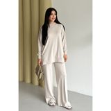 Feela Moda Kadın Oysh Modal Oversize Tesettür Tunik Takım 2020 - Taş - XL