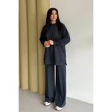 Feela Moda Oysh Modal Kumaş Oversize Tesettür Tunik Takım 2020 Antrasit