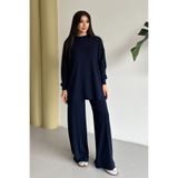 Feela Moda Oysh Modal Kumaş Oversize Tesettür Tunik Takım 2020 Lacivert