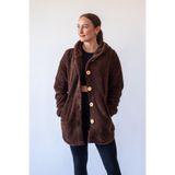 FEELAMORE Kapüşonlu Düğmeli Polar Peluş Hırka