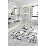 FeelHome Bubble Tavşan Tüyü, Kaymaz Taban, Pofuduk, Ultra Lüks, Yıkanabilir 2'li Banyo Paspası BUBBLESET