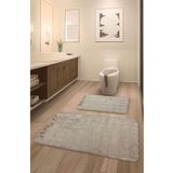 FeelHome Bubble Tavşan Tüyü, Kaymaz Taban, Pofuduk, Ultra Lüks, Yıkanabilir 2'li Banyo Paspası Camel