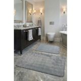 FeelHome Bubble Tavşan Tüyü, Kaymaz Taban, Pofuduk, Ultra Lüks, Yıkanabilir 2'li Banyo Paspası Gri