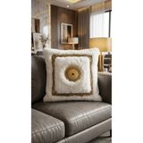 FeelHome Meram Tavşan Tüyü Yumuşacık Premium Deri Detaylı Yıkanabilir Kırlent Kılıfı 45x45
