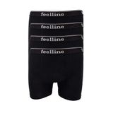 Feelline 4 adet Siyah Pamuklu Doğal Likralı XL Erkek Boxer