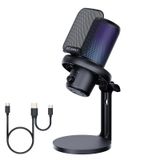 FEELWORLD Oyun Mikrofonu, Podcast Videoları için USB PC Mikrofon, Akış, Hızlı Sessiz Kondenser Mikrofon, Tripod Standı, Pop Filtresi, RGB Göstergesi, Şok Montajı, PS4/5/PC ile Uyumlu