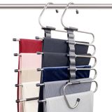 FeeraHozer Sihirli Pantolon Askıları Yerden Tasarruf - Dolap için 2 Paket Çok Katmanlı Çok Fonksiyonlu Kullanım Pantolon için Raf Düzenleyici Eşarplar Gevşek (10 Metal Klipsli 2'li Paket)