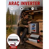 Feifei 1000 Watt Oto Invertör Elektrik Dönüştürücü Ev Tipi Priz - FEİ5155-7498 - Çok Renkli