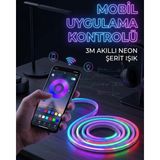 Feifei 3 Metre Rgb Neon LED Şerit Işık Su Geçirmez Kumandalı ve Uygulama Kontrollü De - FEİ1921-334 - Çok Renkli