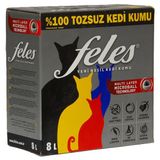 Feles Kedi Kumu 8 Lt Kokusuz İnce Taneli Ultra Hafif Topaklaşan Kedi Kumu
