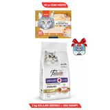 Felicia 3lü Set: Hipoalerjenik Somonlu Kısır Kedi Maması 2kg + 50X14GR Wanpy Krema Kedi Ödülü Ezme Hediyeli!