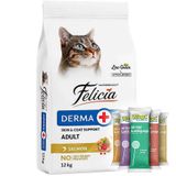 Felicia Hypoallergenic Düşük Tahıllı Somonlu Kedi Maması 12 Kg + 5 Adet Wooc Lolipop Ödül