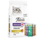 Felicia Hypoallergenic Urinary Sterilised Somonlu Kısırlaştırılmış Kedi Maması 12 Kg + 5 Adet Wooc Lolipop Ödül