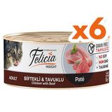 Felicia Insight Biftek ve Tavuk Etli Kıyılmış Tahılsız 6x85 gr Kedi Konservesi