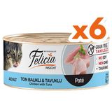 Felicia Insight Ton Balıklı Ve Tavuk Etli Kıyılmış Tahılsız 6x85 gr Kedi Konservesi
