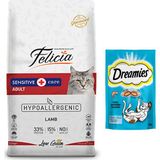Felicia Kuzulu 2 kg Yetişkin Kedi Maması+Dreamies Somonlu 60 gr Kedi Ödül Maması