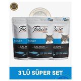 Felicia Pouch Somonlu Yetişkin Kedi Yaş Maması Seti 3x85 gr - 3X85GR