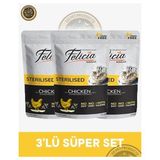 Felicia Pouch Tavuklu Kısırlaştırılmış Kedi Yaş Maması Seti 3x85 gr - 3X85GR