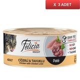 Felicia Tahılsız Ciğerli Tavuklu Kıyılmış 3x85 gr Kedi Konservesi