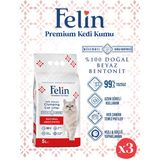 Felin Naturel Kokusuz Topaklanan Ince Taneli Kedi Kumu 5Lx3
