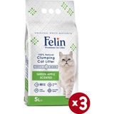 Felin Yesil Elma Kokulu Topaklanan Ince Taneli Kedi Kumu 5Lx3