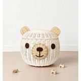 Felis Arte Doğal Bambu Ayıcık Sepet / Saklama Kutusu (Large) Handmade, Rattan , Kapaklı, Krem Rengi