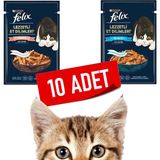 Felix 10x80 gr Somonlu & Ton Balıklı Yaş Kedi Maması