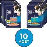 Felix 10x85 gr Somonlu & Ton Balıklı Karışık Yetişkin Kedi Yaş Maması