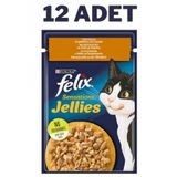 Felix 12x85 gr Sensations Tavuk Havuç Jel Pouch Kedi Konservesi
