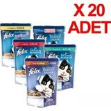 Felix 20 Adet Karışık Yaş Kedi Maması 85 gr Karides Tatlı Yetişkin Kedi İçin - 1
