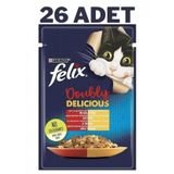 Felix 26x85 gr Çifte Lezzet Etli ve Kanatlı Kedi Konservesi