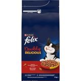 Felix Çifte Lezzet Sığır Etli Kedi Maması 2 kg Kuru Mama Karışık Tat Yetişkin Kedi İçin