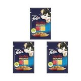 Felix Çifte Lezzet Yaş Kedi Maması, Sığır & Tavuklu, 85 g 3lü paket