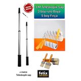 felix express Duvar Boyama Set Boya 2 M Teleskopik Sap 3 Boy Rulo 5 Boy Fırça