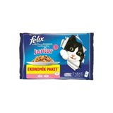 Felix Junior Sığır Etli ve Tavuklu Yaş Kedi Maması, 4 x 85 g