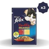 Felix Kedi Yaş Mama Çifte Lezzet Sığır Tavuklu 85 Gr - (3 Adet)