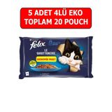 Felix multi pouch somonlu ve ton balıklı yaş kedi maması 5adet (4 x 85gr)