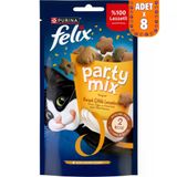 Felix Party Mix Karışık Çiftlik Lezzetleri Tavuk Ciğer ve Hindi Etli Kedi Ödülü 8X60 gr
