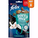 Felix Party Mix Karışık Okyanus Lezzetleri Somon Okyanus Balığı ve Alabalıklı Kedi Ödülü 60 Gr 8 Adet