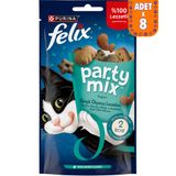 Felix Party Mix Karışık Okyanus Lezzetleri Somon Okyanus Balığı ve Alabalıklı Kedi Ödülü 8x60 Gr