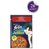 Felix Sensations Jellies Domates Soslu Sığır Etli 26x85 gr Kedi Maması