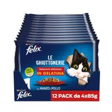 Felix Sığır Eti ve Tavuklu Kedi Yaş Maması Avantajlı Paket (4 x 12 x 85 gr) 48'li