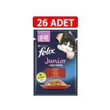 Felix Sığır Etli Junior Yavru 85 gr 26 Adet Kedi Yaş Mama Kedi Pouch Konserve