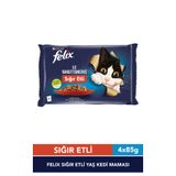 FELIX Sığır Etli Yaş Kedi Maması 4 x 85 g