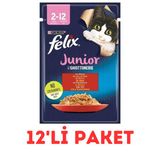 Felix Sığır Pounch 85 gr 12'li Paket Etli Yavru Kedi Yaş Maması