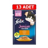 Felix Tavuklu Junior 85 gr 13 Adet Kedi Yaş Mama Kedi Pouch Konserve
