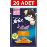 Felix Tavuklu Junior Yavru Kedi Islak Maması 85Gr X 26 Adet Kedi Yaş Mama Kedi Pouch Konserve