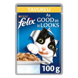 Felix Yetişkin Pouch Tavuklu 12x100 gr Kedi Yaş Maması
