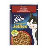 Felix/Purina Sensation Sığır Etli ve Domatesli Jel Pouch 12x85 gr Yetişkin Kedi Konservesi