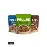 Fellas Granola 3'lü Mix Paket - Yaban Mersinli 200g + Fındık & Kakao 200g + Antep Fıstıklı 200g
